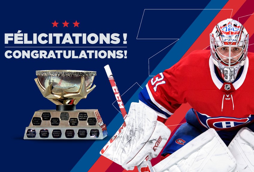 Carey Price remporte la Coupe Molson pour la saison 2019-20