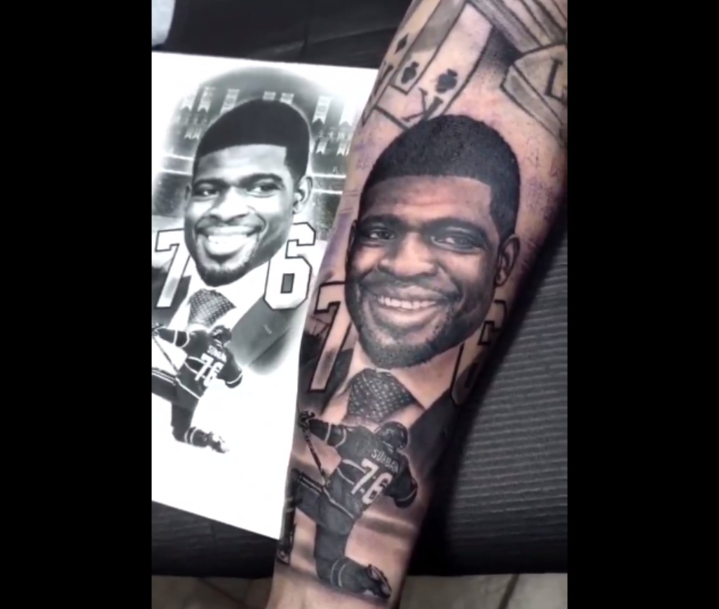 Un P.K. Subban version Canadien tatoué sur l'avant-bras d'un amateur