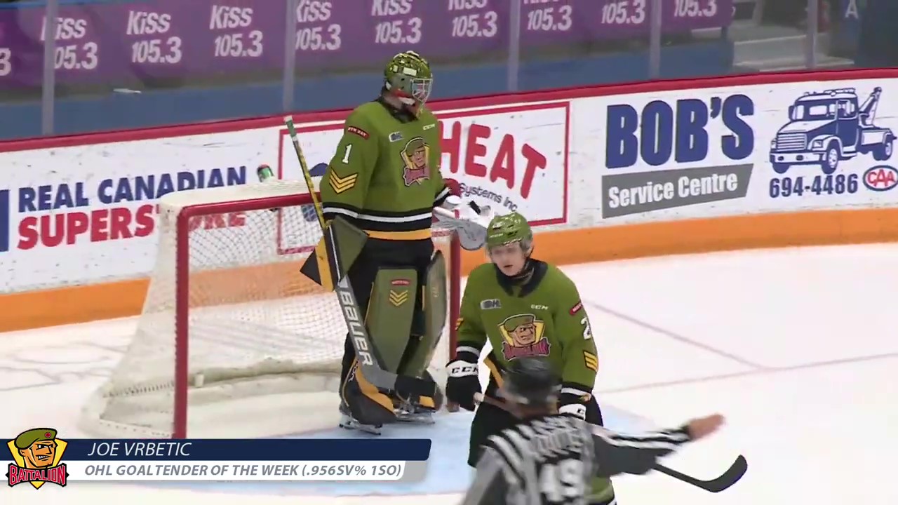 Joe Vrbetic, espoir du CH, nommé gardien de la semaine dans la OHL