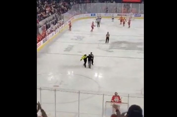 Un partisan a sauté sur la patinoire pour aller à la rencontre de Cole Caufield