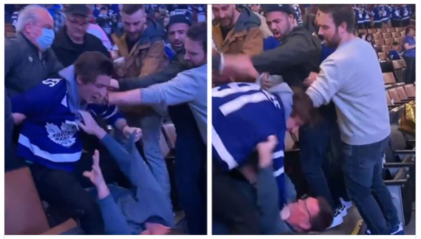 Une violente bagarre a éclaté dans les estrades lors d'un match des Maple Leafs