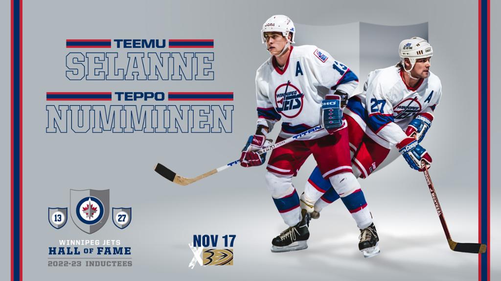Teemu Selanne et Teppo Numminen seront intronisés au Temple de la renommée des Jets