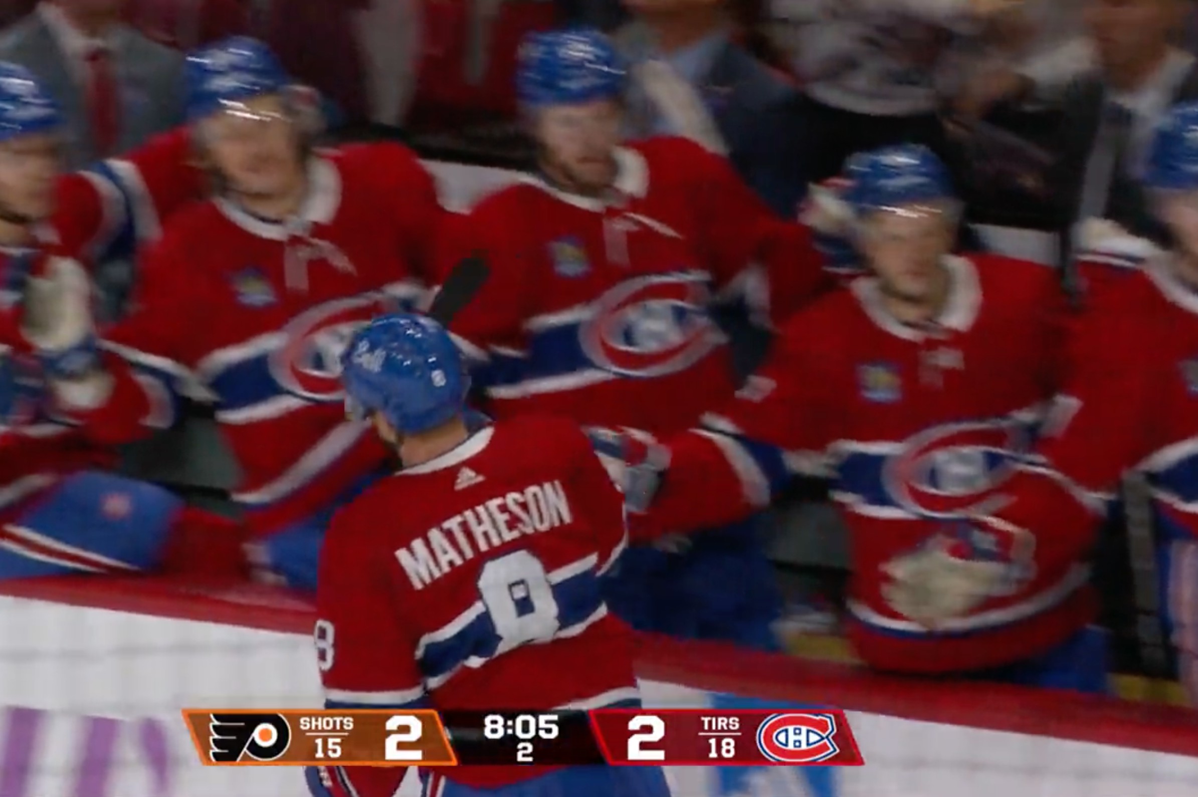 Mike Matheson marque à son premier match avec le Canadien