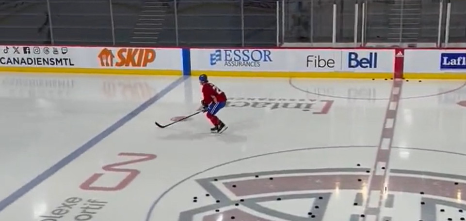 Christian Dvorak patine (très lentement) avec Paul Byron ce matin