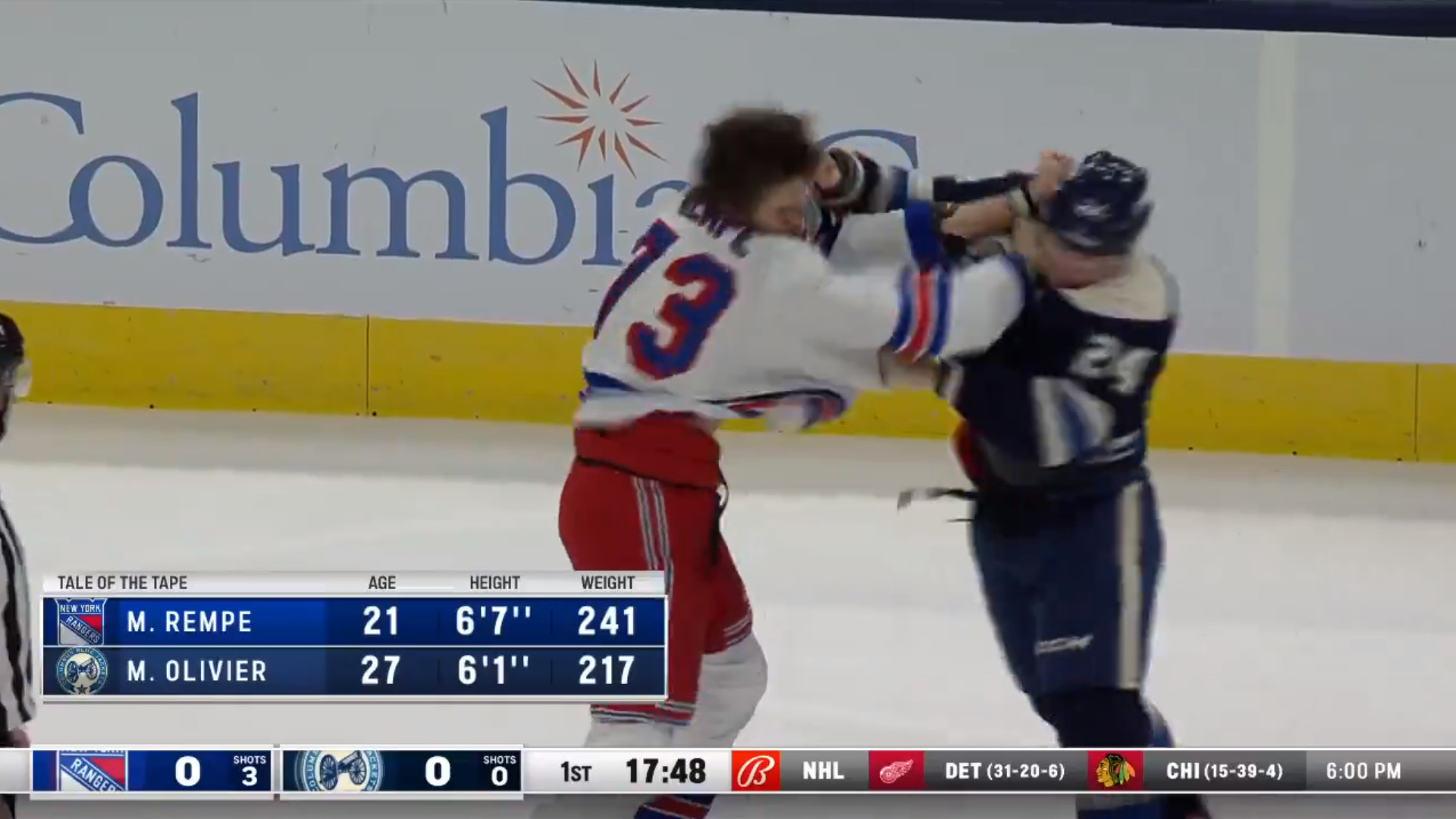 Matt Rempe a frappé un mur contre les Blue Jackets