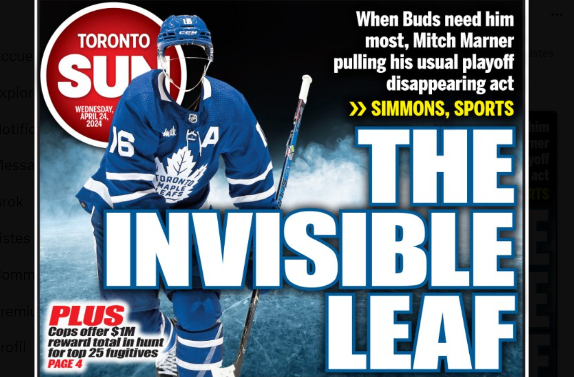 « La feuille invisible » : Mitch Marner détruit par le Toronto Sun