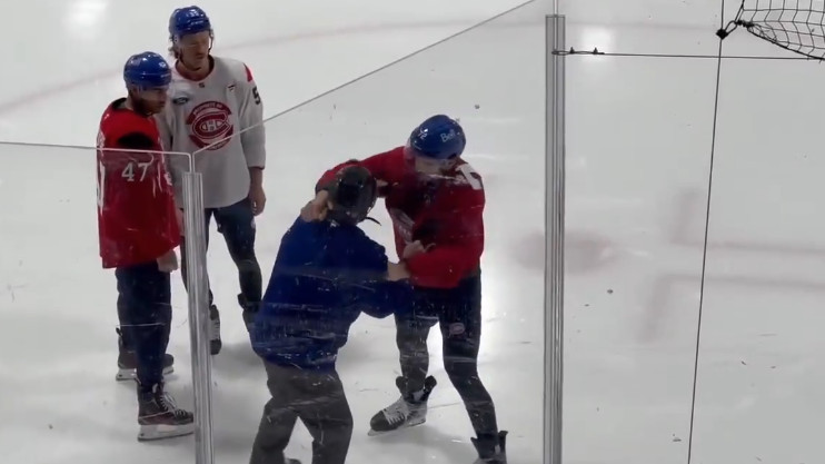 Canadien : quand les gars pratiquent les batailles à l'entraînement