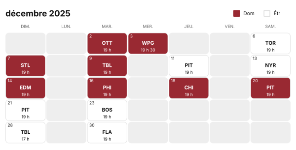 Calendrier CH décembre 2025