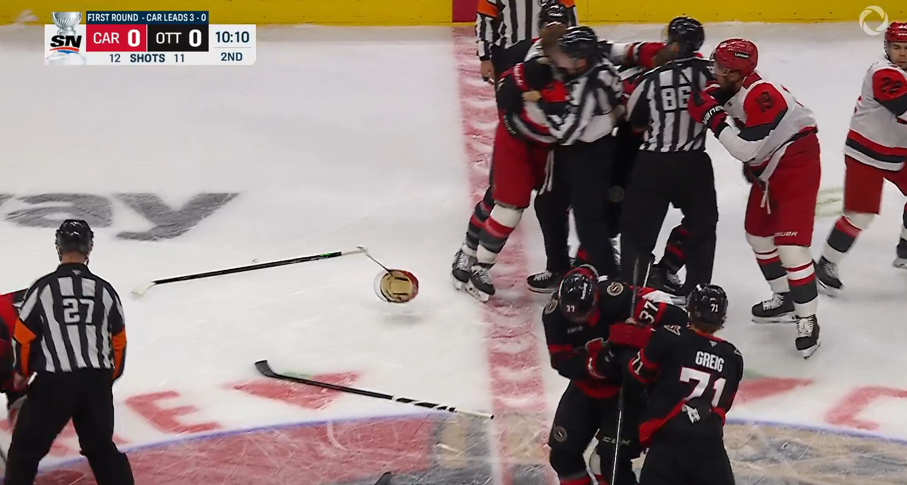 Coup salaud : le CH et le Lightning n'ont pas apprécié le geste de Ridly Greig